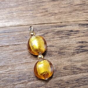 Artisan Hand Blown Amber Glass Butterscotch Disc Pendant P303